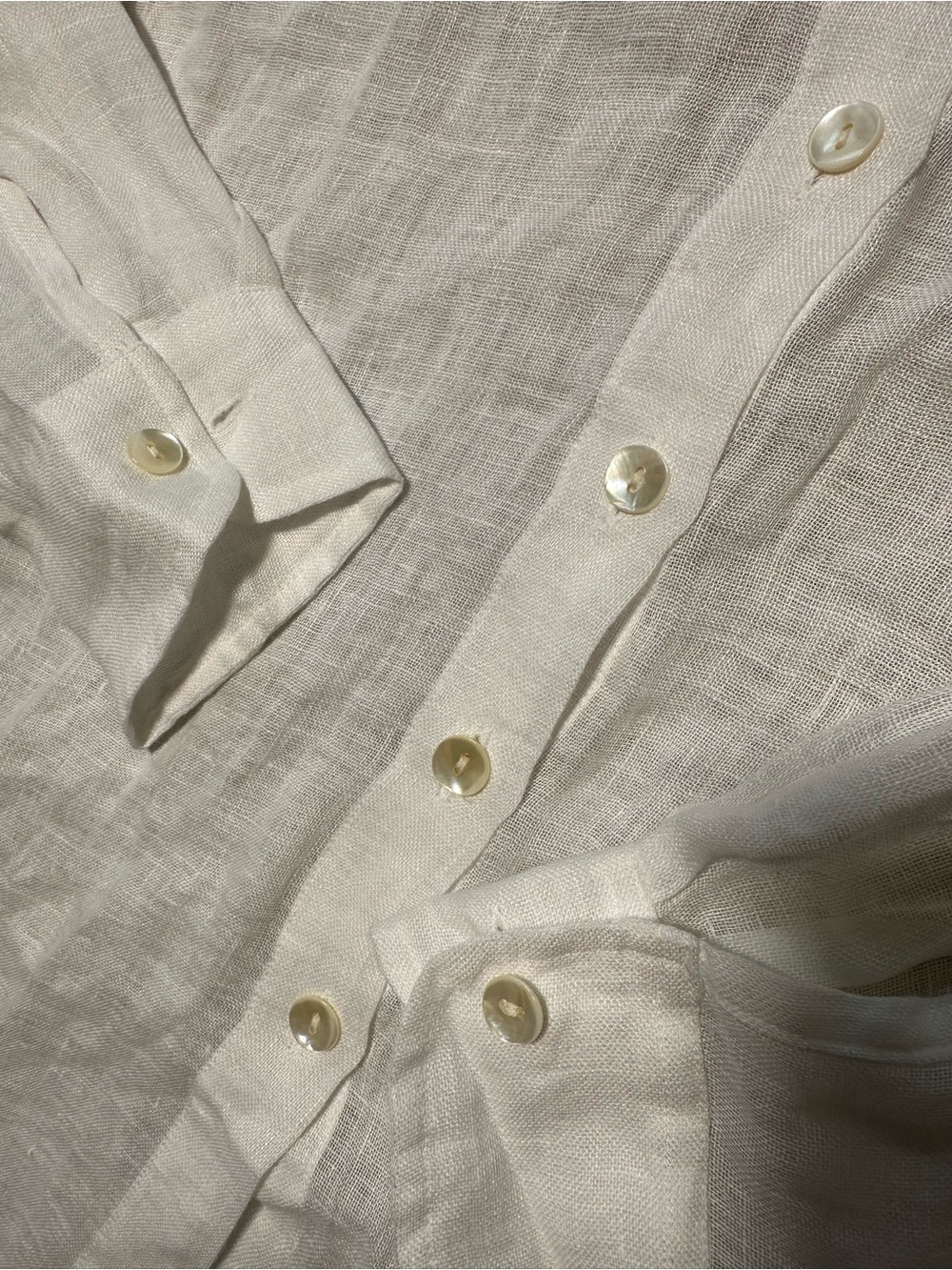 Vitamin A White 100% Linen Relaxed Button-Front Swim Coverup Small - Picture 7 of 13
